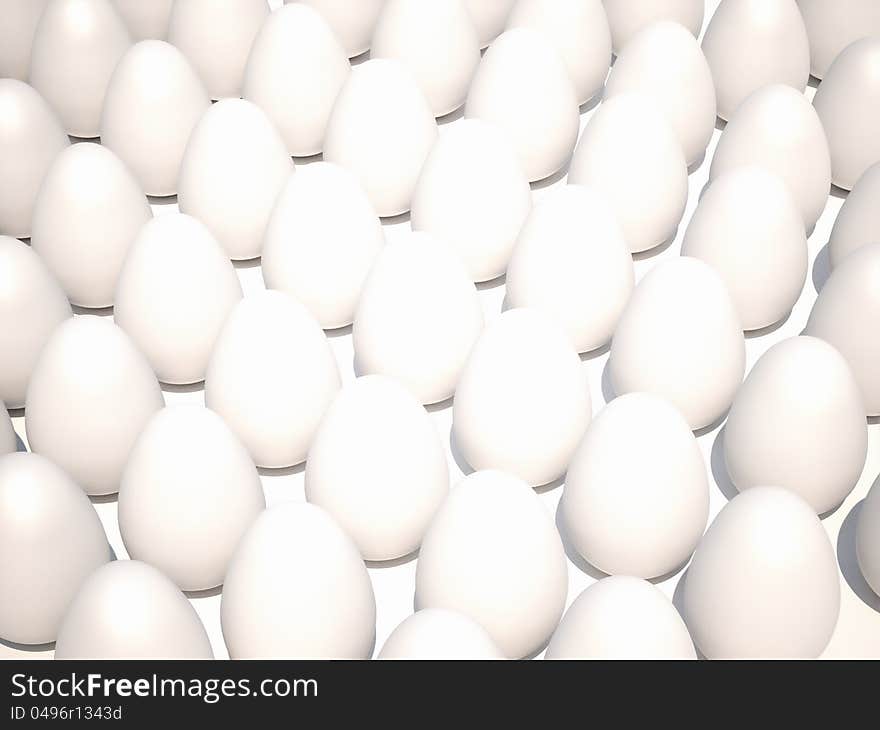 Eggs on a white background and the center of an Easter egg