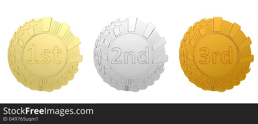 3d render of 3 medals