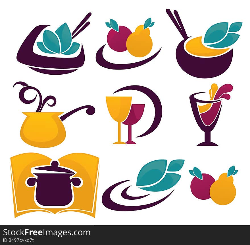 Collection of cooking symbols and icons for your menu. Collection of cooking symbols and icons for your menu