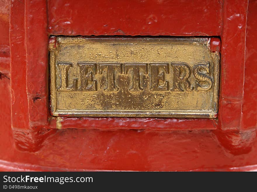 Brass Flap With Word LETTERS, Post Office Pillar