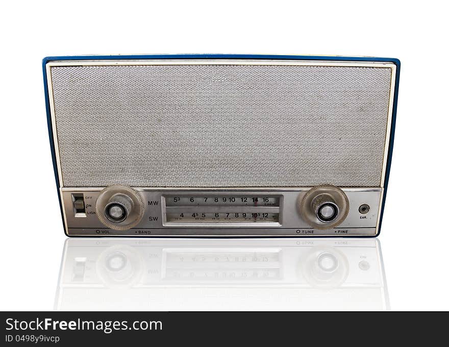 Vintage radio on a white background