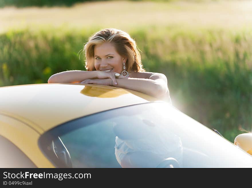 Portrait of a cute blonde enjoying the sun and nature. Portrait of a cute blonde enjoying the sun and nature