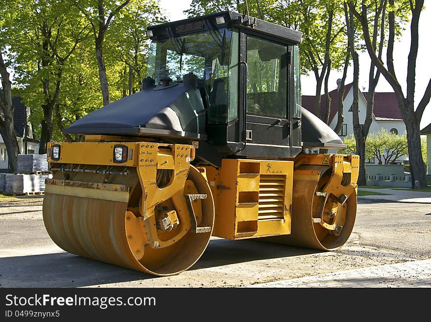 Road Roller On A Street