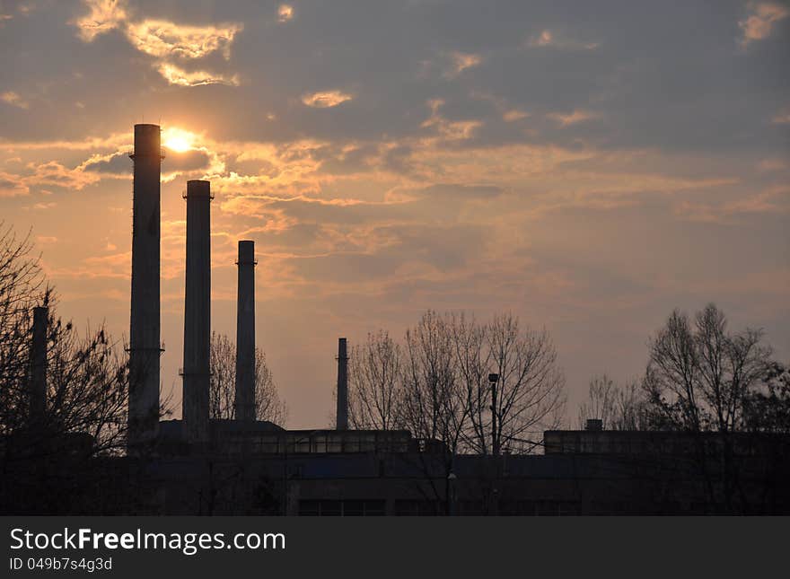 Chimney at sunset