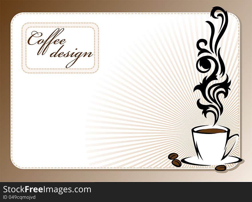 Stylized cup of steaming coffee in a frame. Stylized cup of steaming coffee in a frame