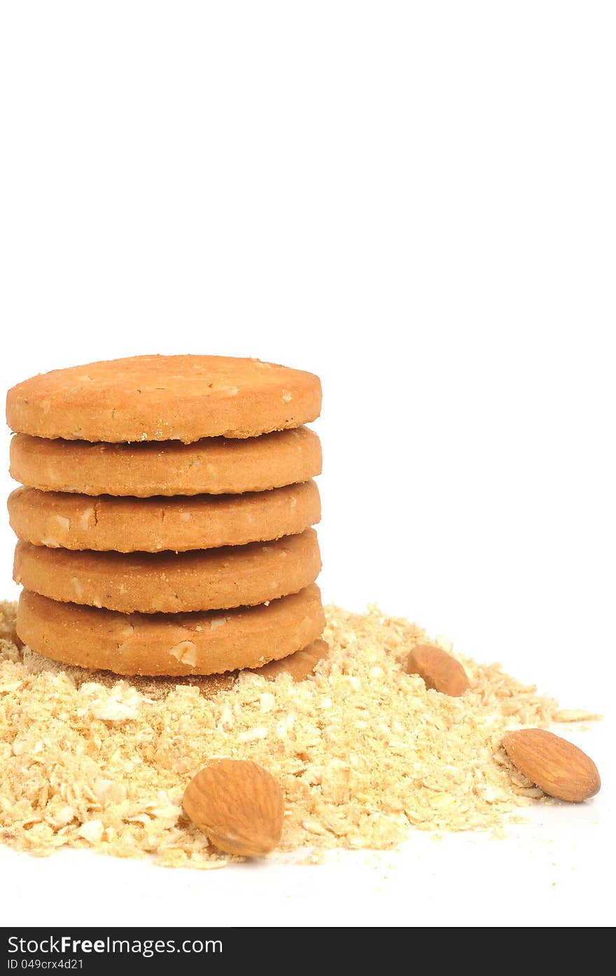 Biscuits made by oats flour on white background. Biscuits made by oats flour on white background