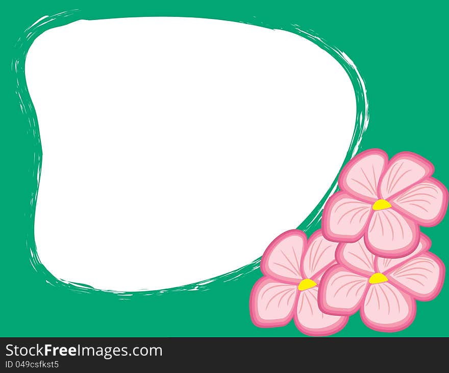 Abstract illustration of pink flowers on green. Abstract illustration of pink flowers on green.