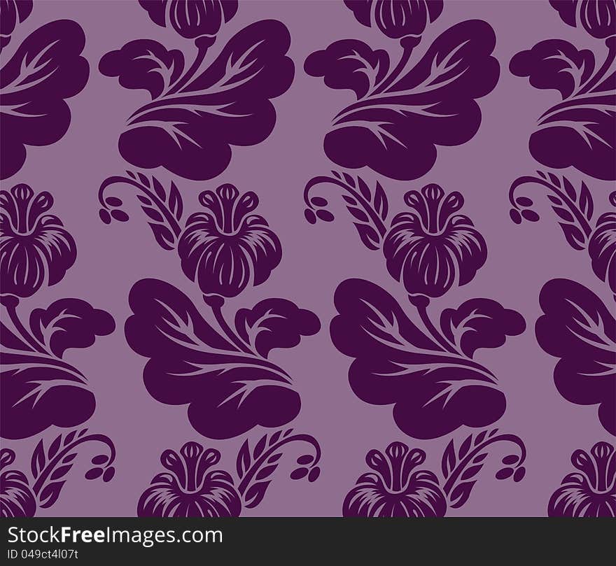 Seamless background with a beautiful violet floral ornaments. Seamless background with a beautiful violet floral ornaments