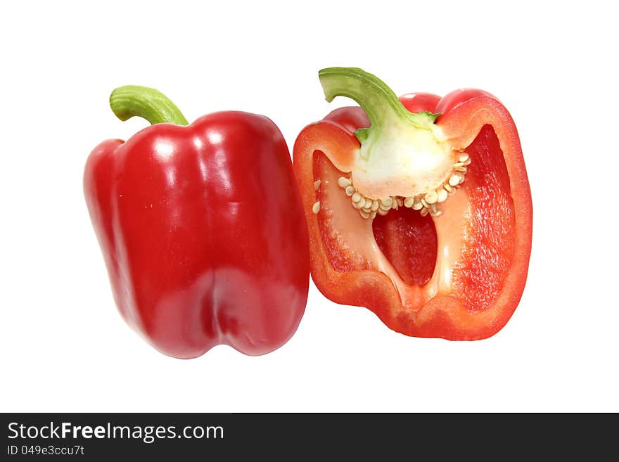 Fresh isolated red pepper. Red vegetables. Fresh isolated red pepper. Red vegetables