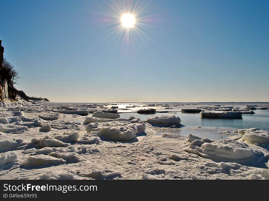 Icy view from sea level at Paldiski, Estonia