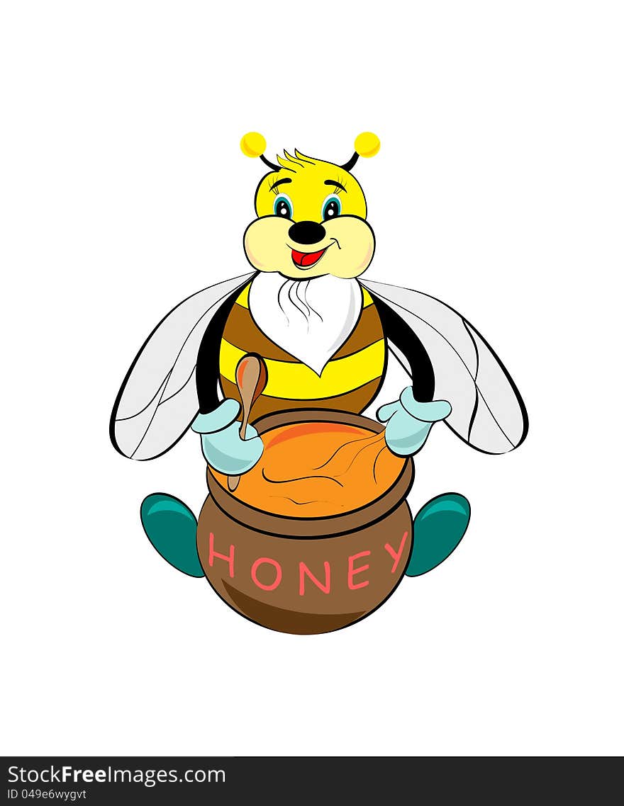 Isolated bee and honey