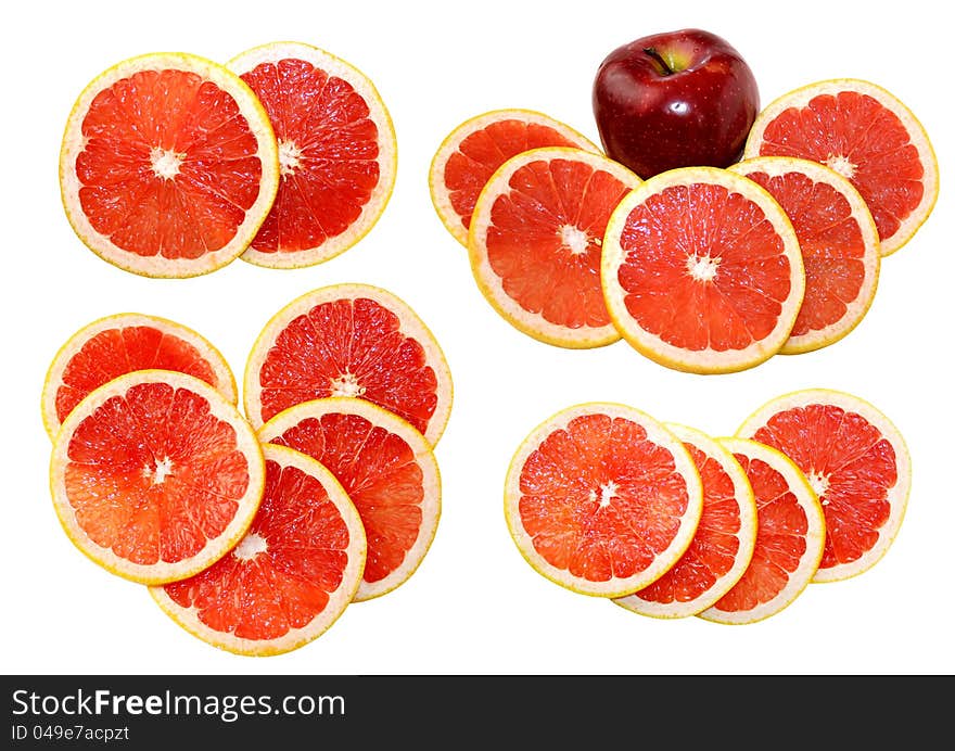 Isolated grapefruit slices with apple