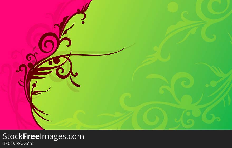 Abstract pink and green flourish background. illustration. Abstract pink and green flourish background. illustration.