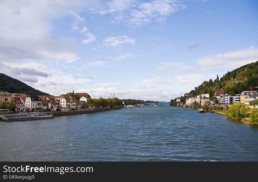 River landscape in Heidelberg, Germany