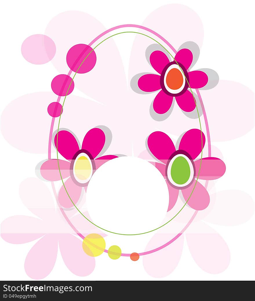 Pink egg with flowers and circles. Pink egg with flowers and circles