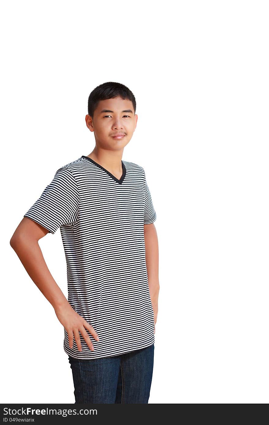 Smiling teenage boy, Isolated on white