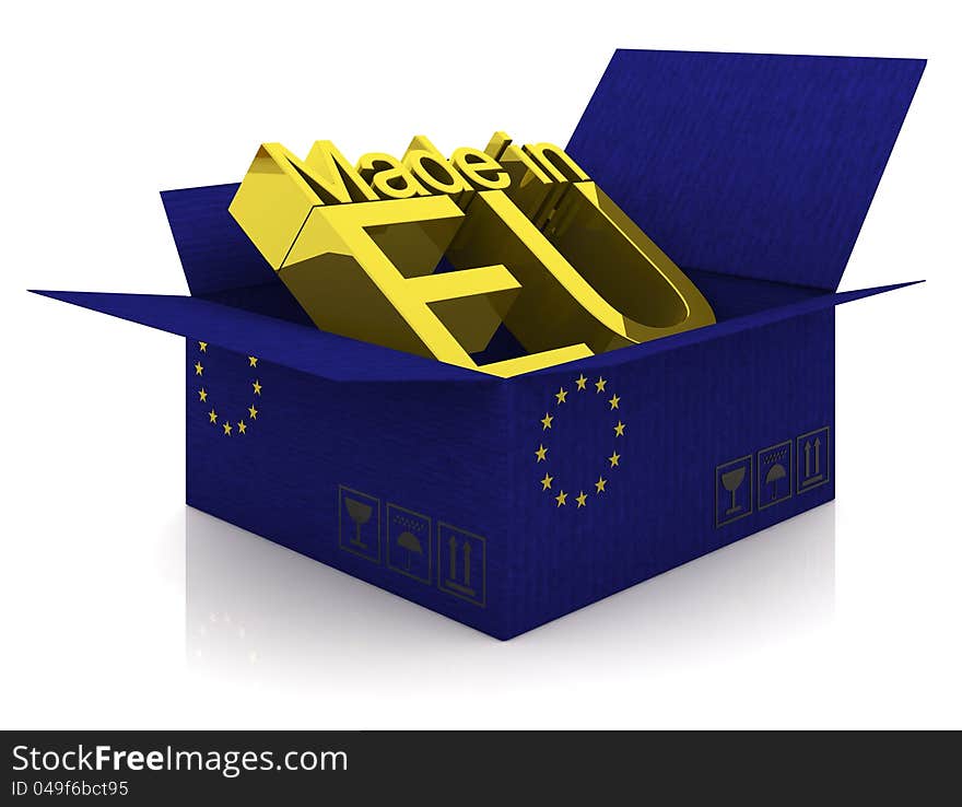 Cargoboard box with European Union flag. Cargoboard box with European Union flag