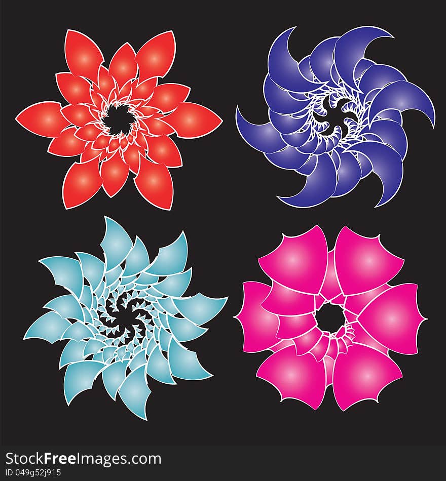 Set of abstract flowers