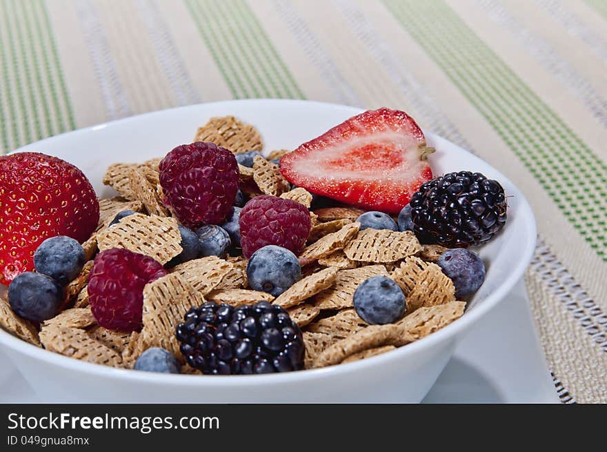 Cereal bowl with variety of berries