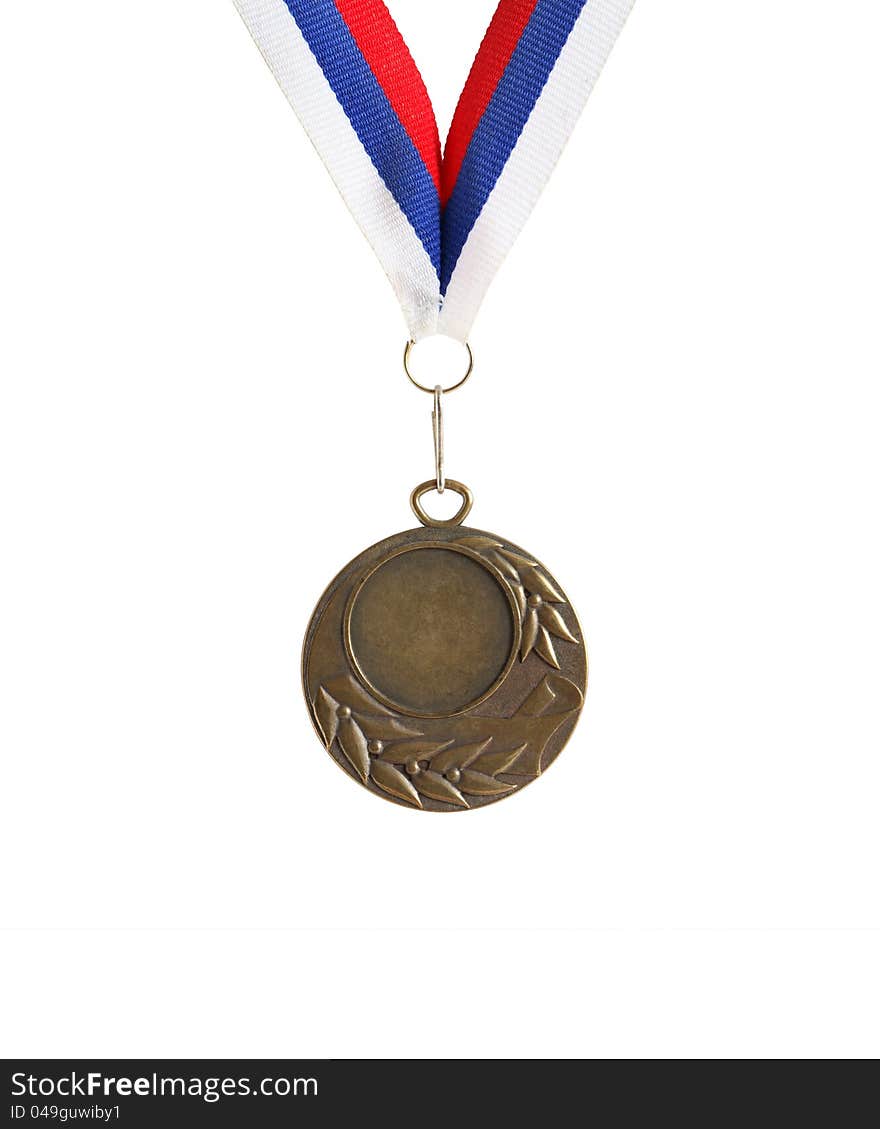 Bronze medal with empty spase for text on white background. Bronze medal with empty spase for text on white background