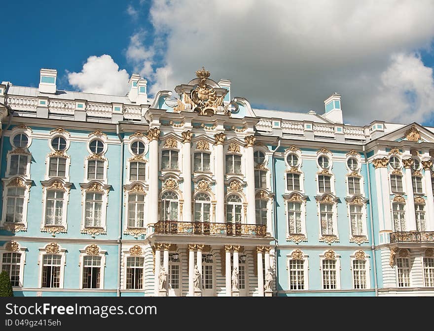 The Catherine Palace, located in the town of Tsarskoye Selo (Pushkin), St. Petersburg, Russia. The Catherine Palace, located in the town of Tsarskoye Selo (Pushkin), St. Petersburg, Russia