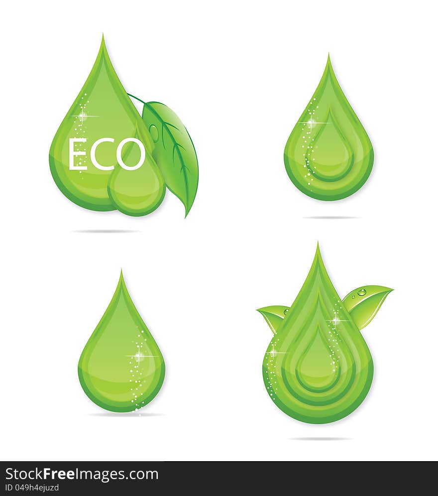 Elegance green drops water eco sign