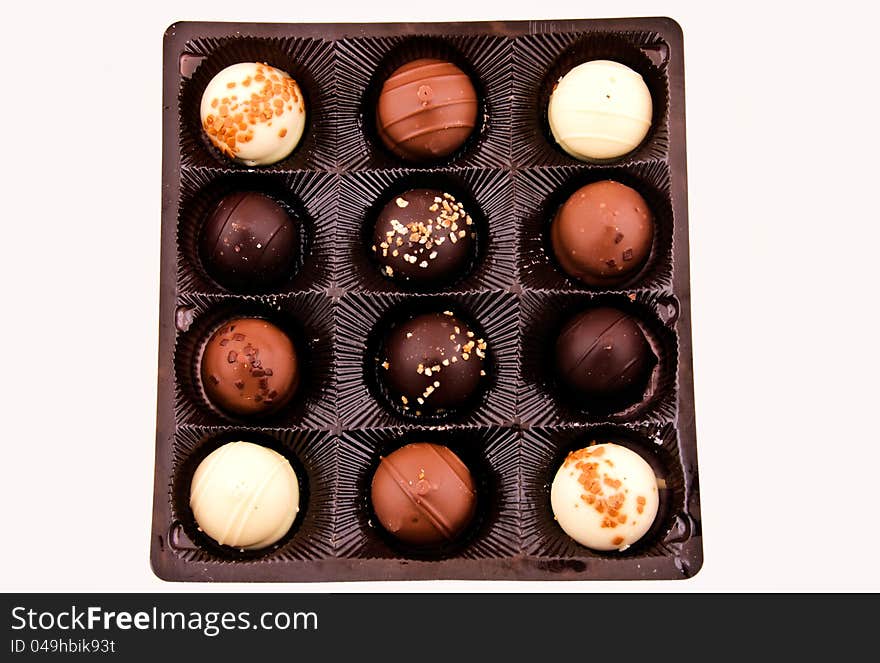 Pralines pack isolated on the white. Pralines pack isolated on the white