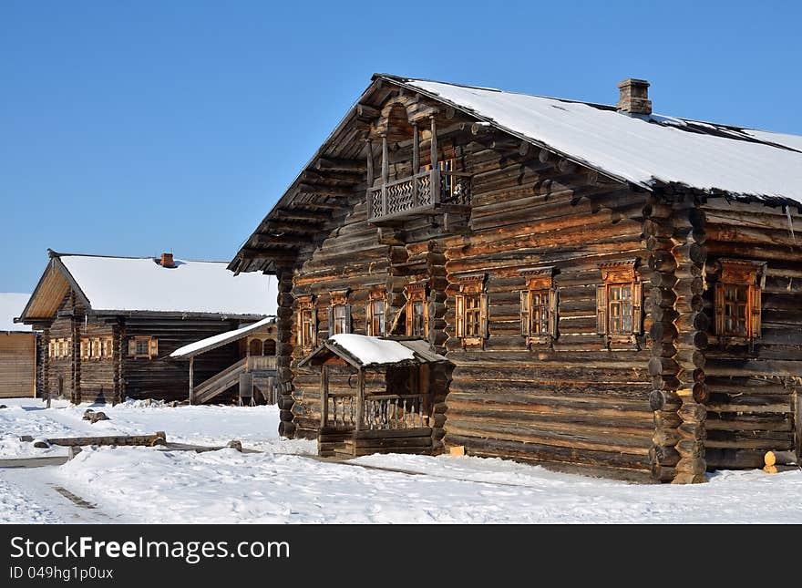 Traditional rural wooden building in north Russia. Vologda city. Traditional rural wooden building in north Russia. Vologda city.