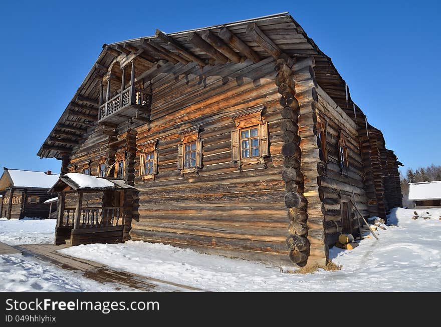 Traditional rural wooden building in north Russia. Vologda city. Traditional rural wooden building in north Russia. Vologda city.