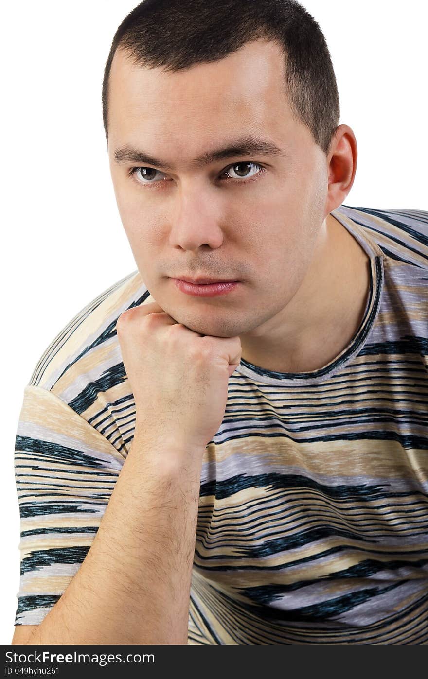 Portrait of a handsome young man over white