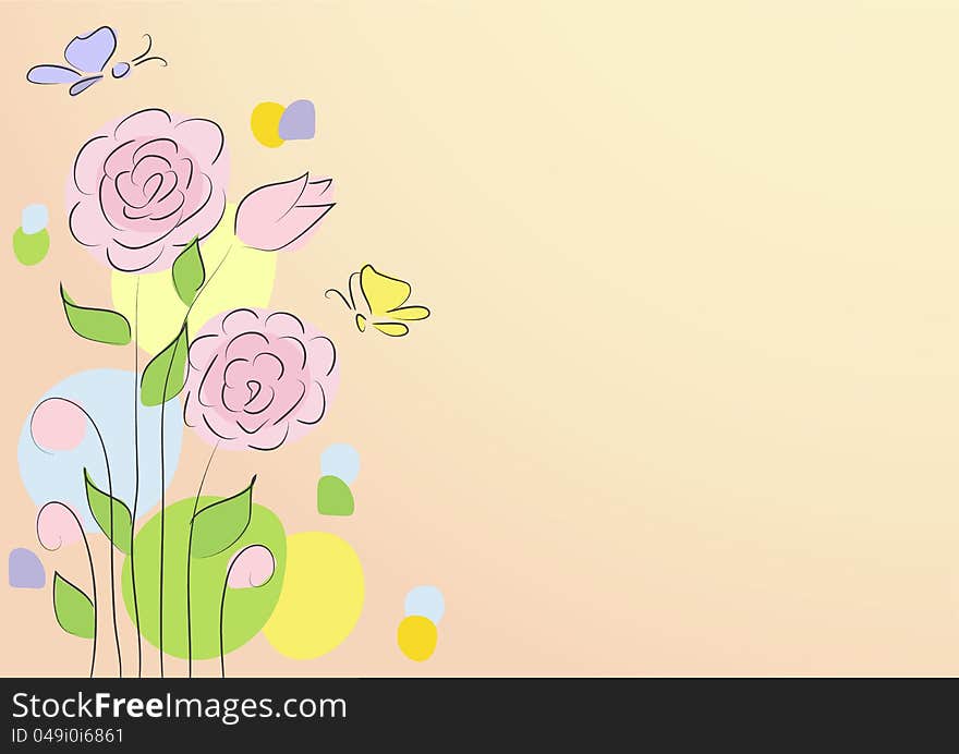 Greeting Card with roses on a light background