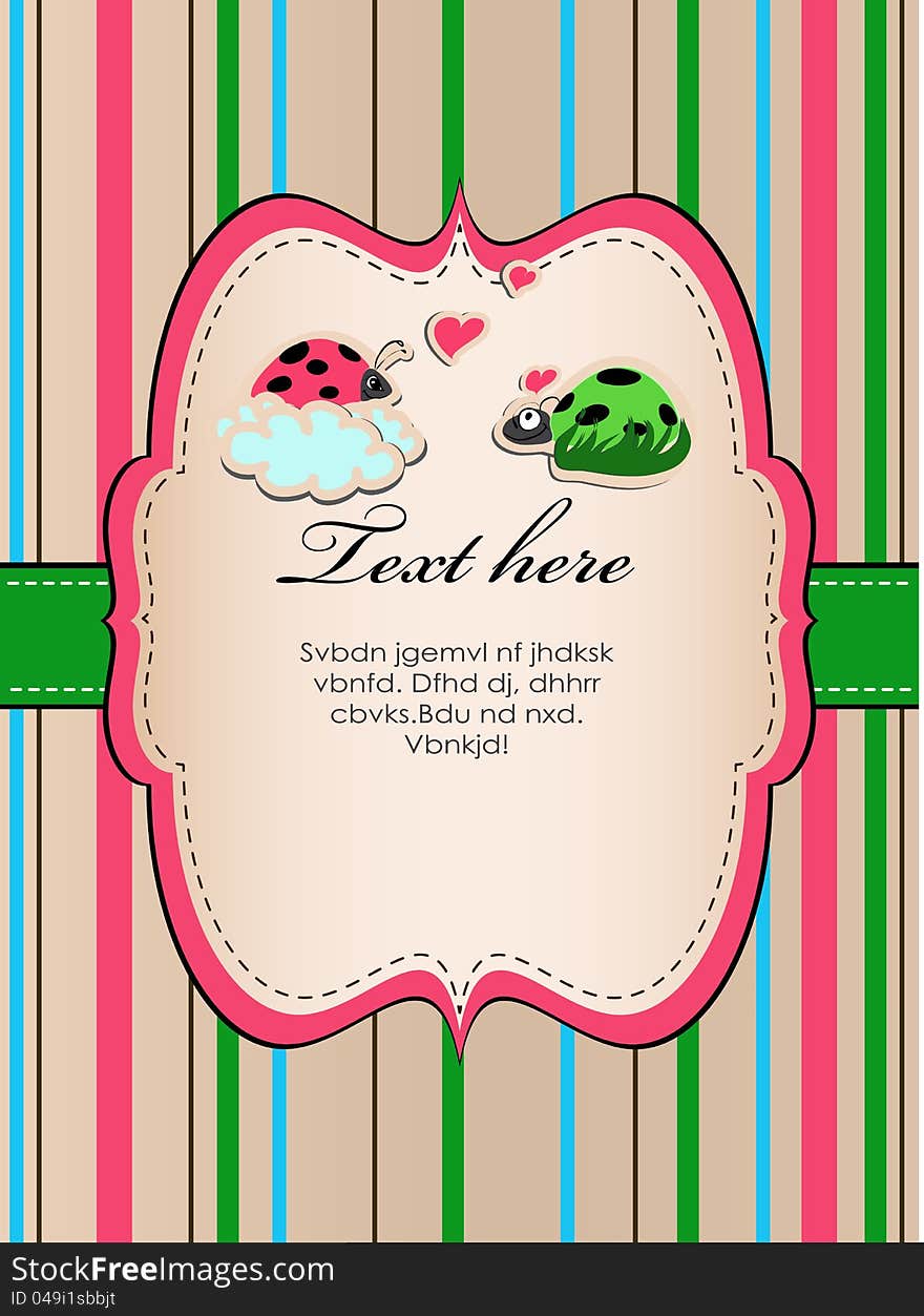 Background with ladybirds in love. vector eps 8