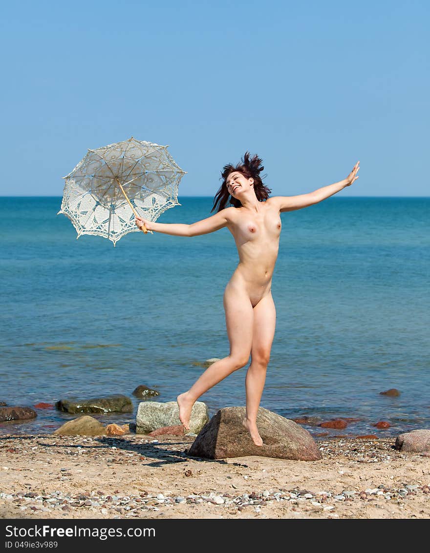 Nude Woman Jumping