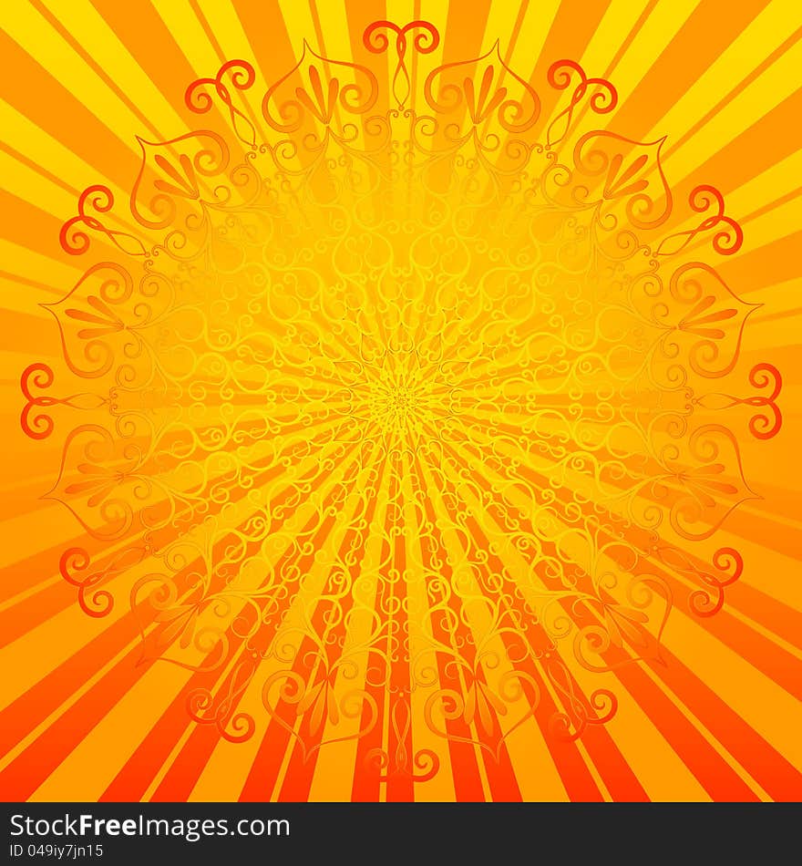 Vivid sunny easter round frame with elegance ornament (vector). Vivid sunny easter round frame with elegance ornament (vector)