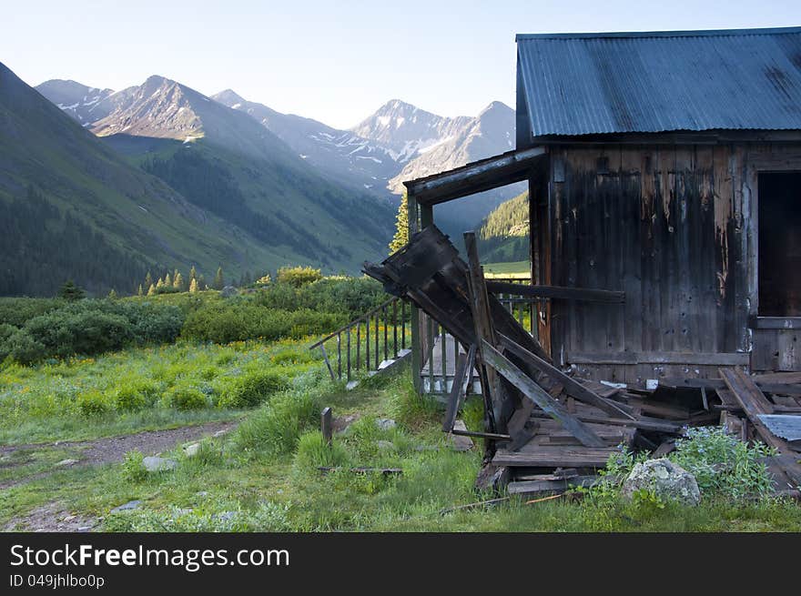 Ghost town with an old house.