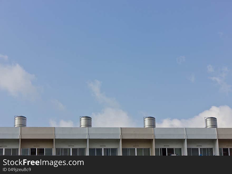 Water storage tank on the roof of the building. Water storage tank on the roof of the building