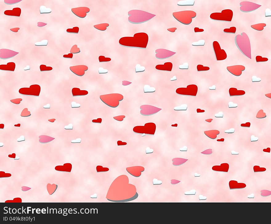 Color background with hearts love. Color background with hearts love