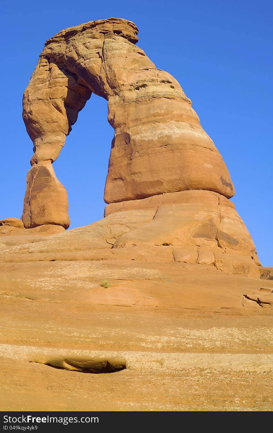 View at sunset of the famous Delicate  Arch, Arches National Park, Utah, USA