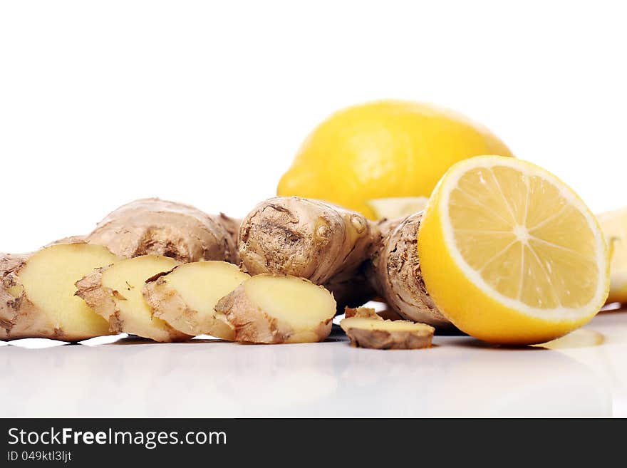 Fresh Ginger Root And Lemon