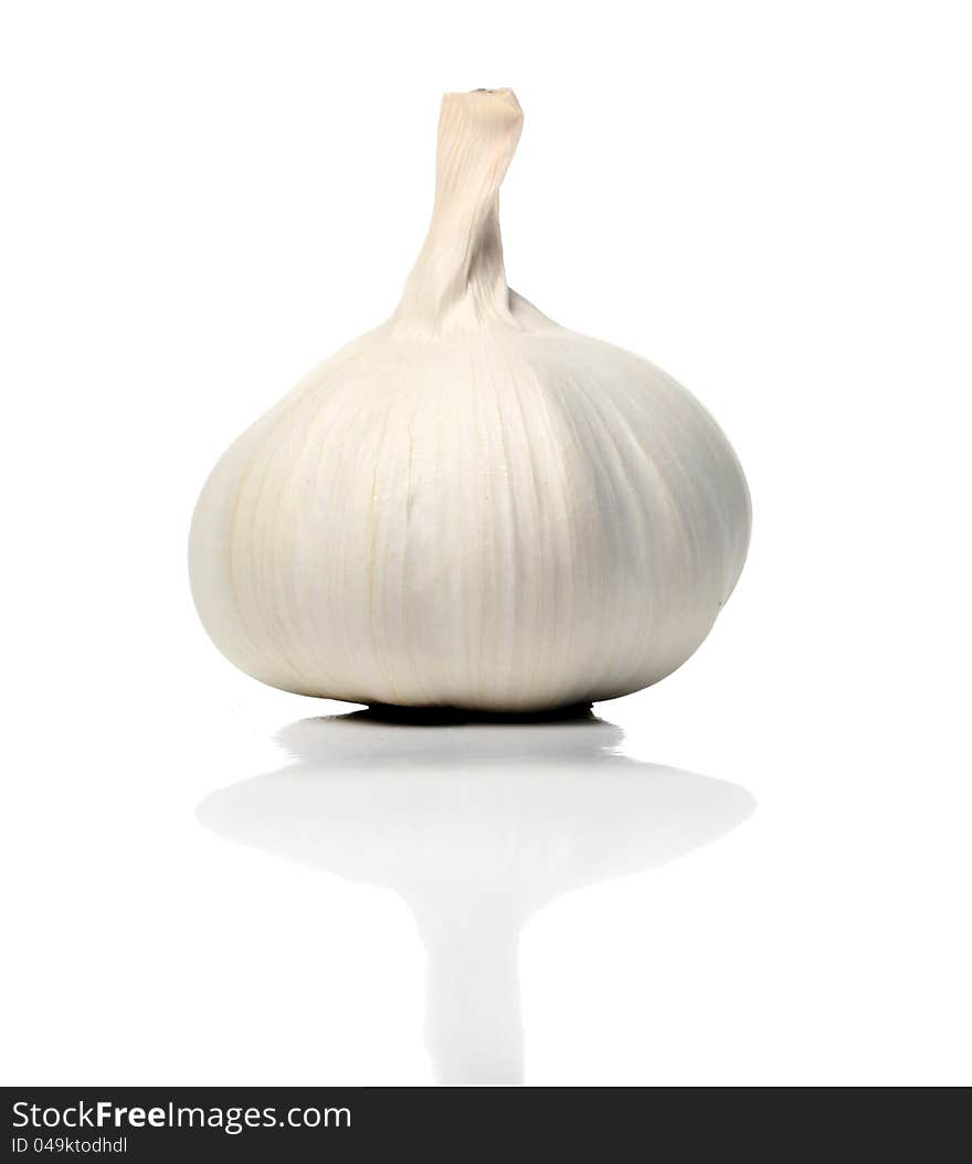 Close up of fresh garlic over white background