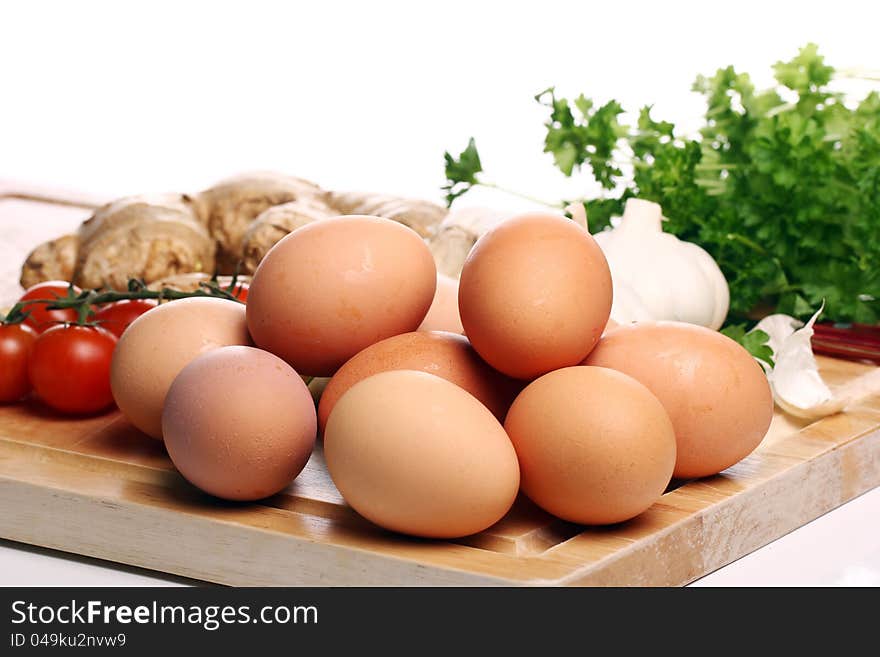 Eggs and vegetables on the table