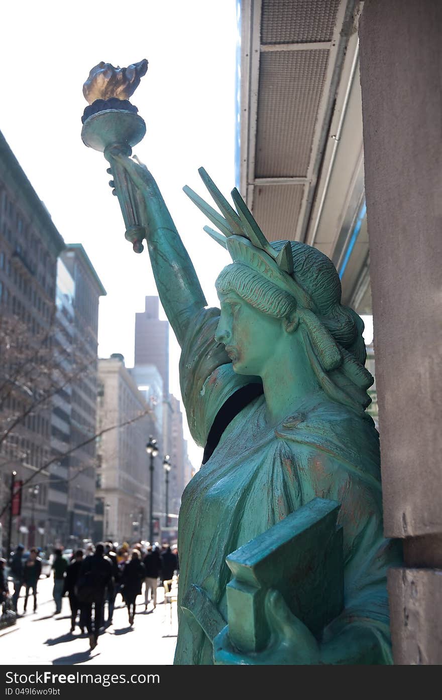 A Statue of Liberty replica in the streets New York City