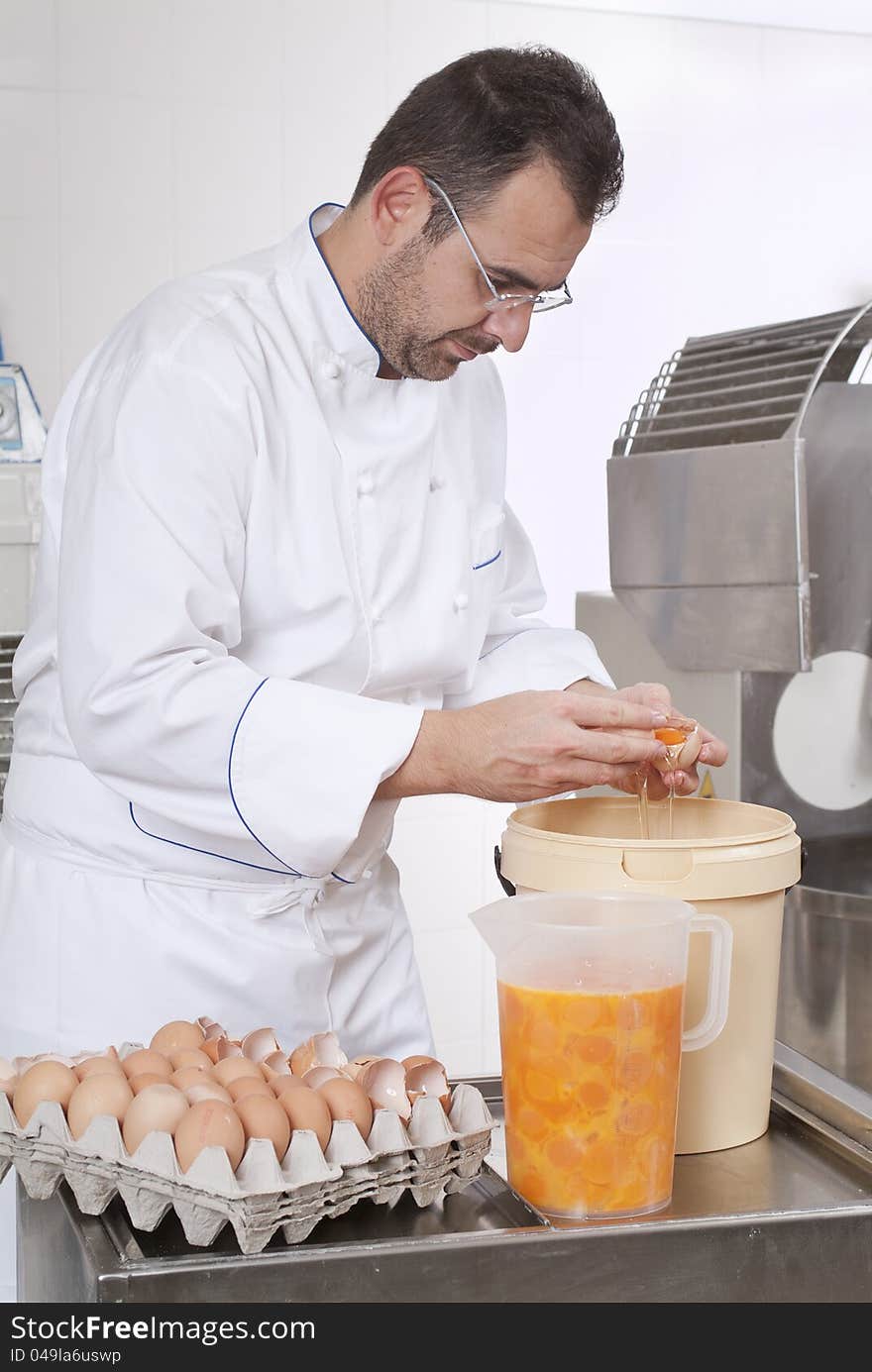 Pastry Chef Prepares The Ingredients