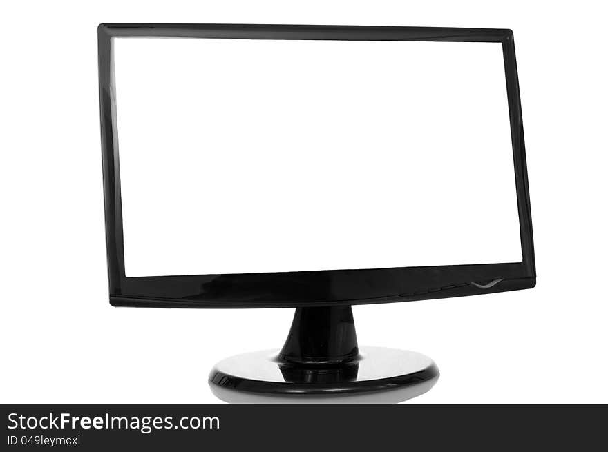 Frontal view of computer lcd monitor isolated on white