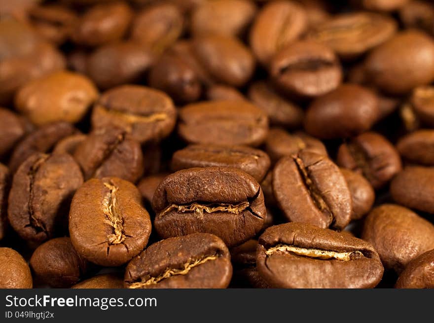 Closeup of coffee beans