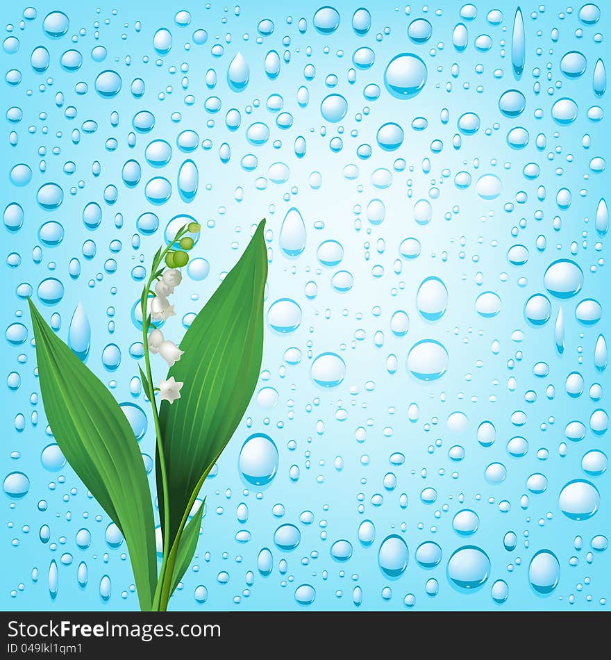 Blue water drops background