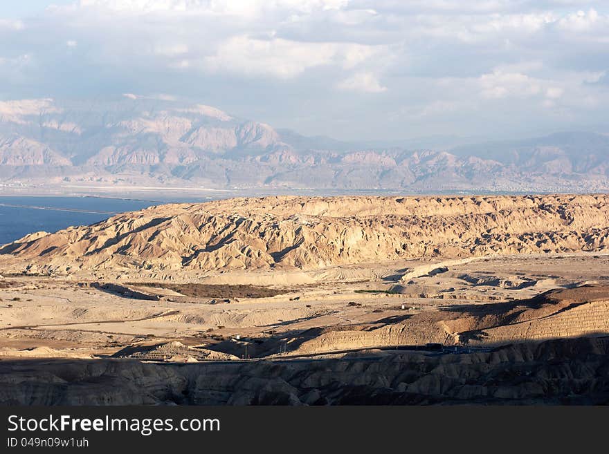 Stone desert landscape near Dead Sea, Israel tourism