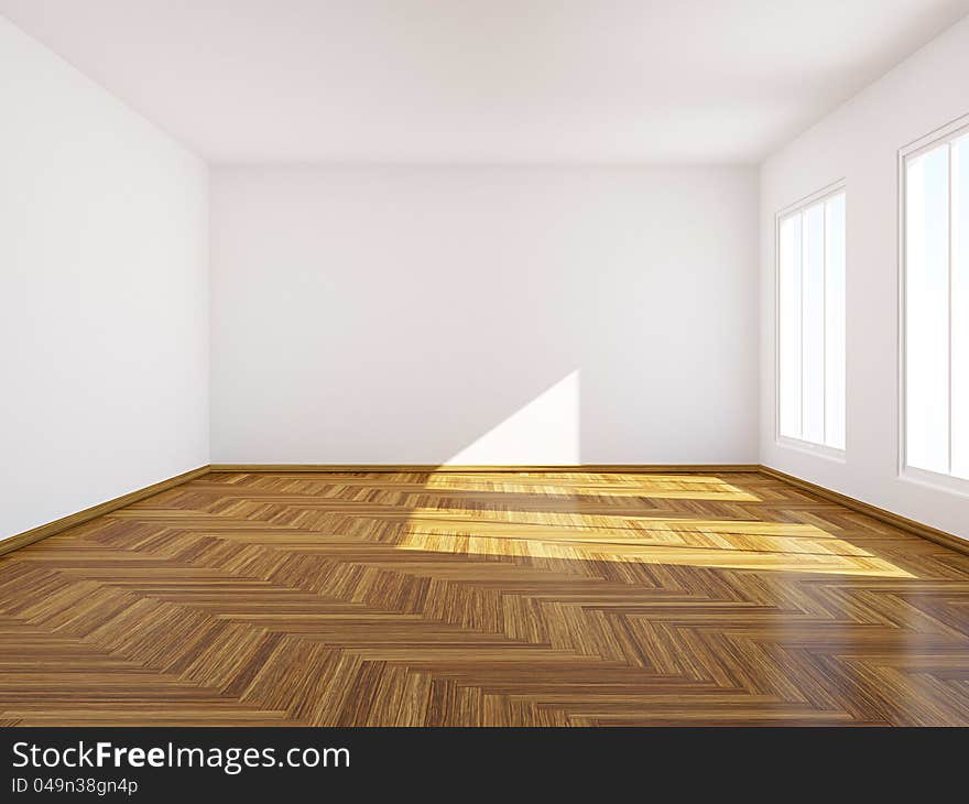 Empty room with classic parquet. Empty room with classic parquet.