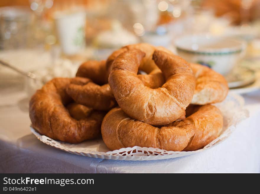 Croissants on a breakfast table