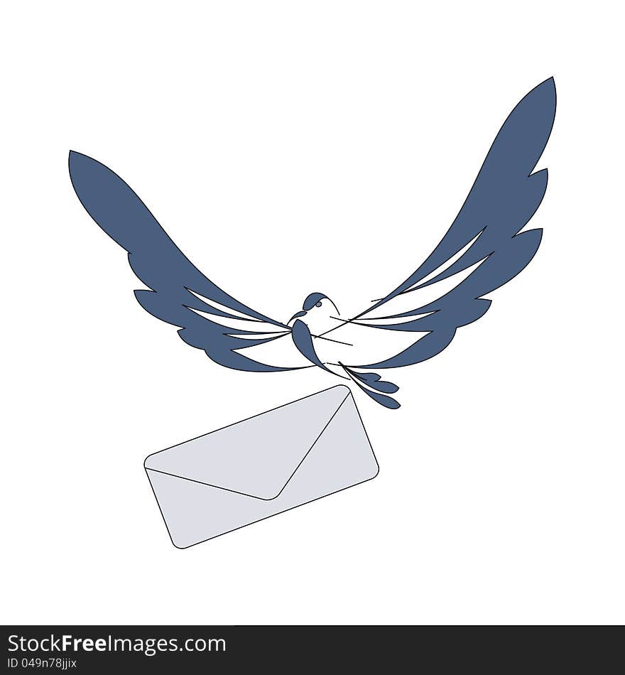 Nice image with flying dove and mail. Nice image with flying dove and mail